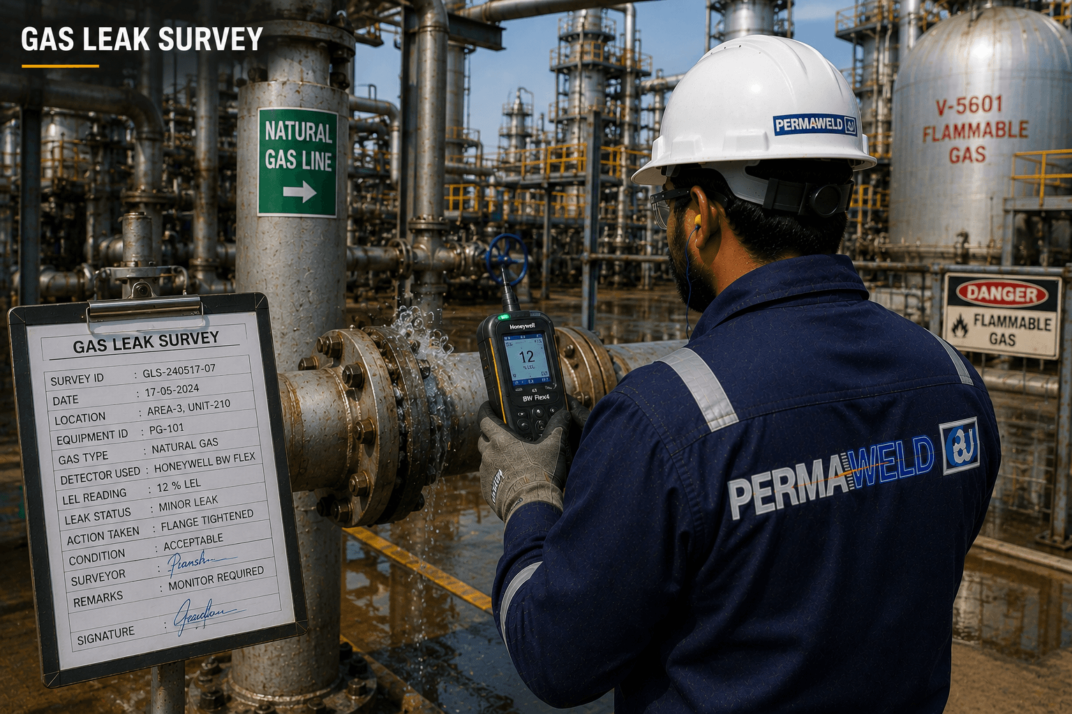 Gas Leak Survey — Permaweld industrial engineers at work